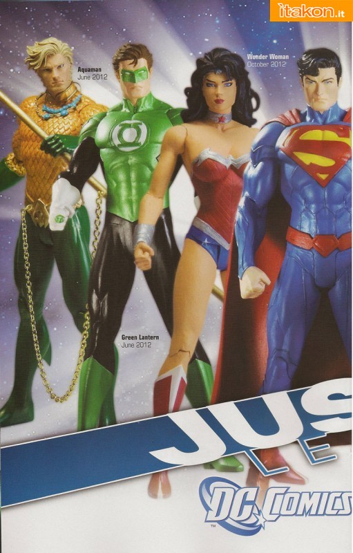 Justice League Action Figures: Superman, Batman, Green Lantern, Aquaman, The Flash, Cyborg e Wonder Woman.