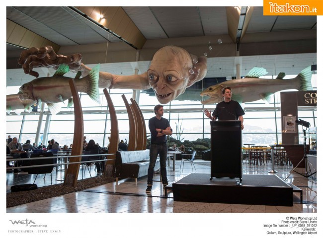 La piu' grande e incredibile scultura al mondo di Gollum vi aspetta all'aeroporto di Wellington.