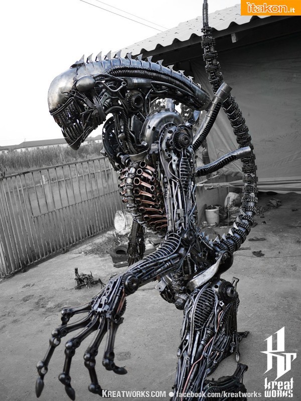 240cm Biomechanical Recycled Metal Alien