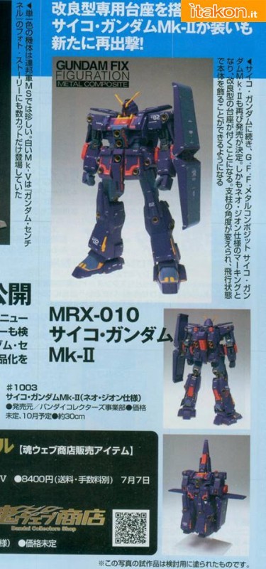 Bandai: Pronta la ristampa del Gundam FIX MRX-010 Psyco MKII