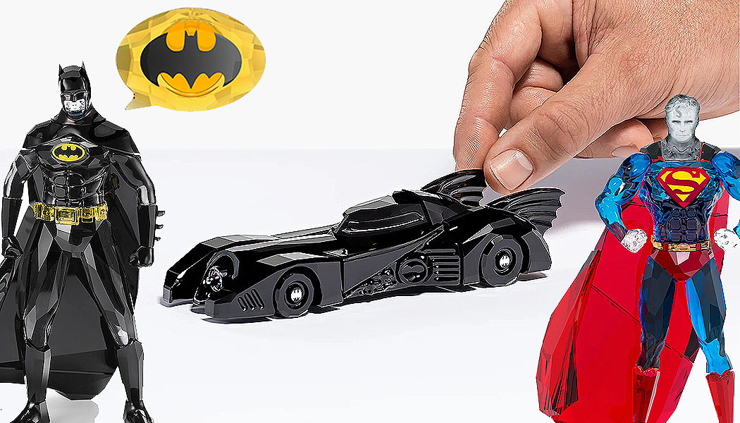 La Batmobile, Batman e Superman di cristallo da Swarovski – 